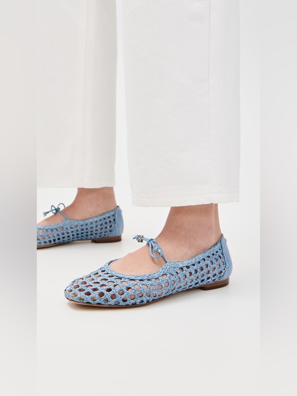 Sam Edelman Light Blue Crochet Tie-Toe Ballet Flats
